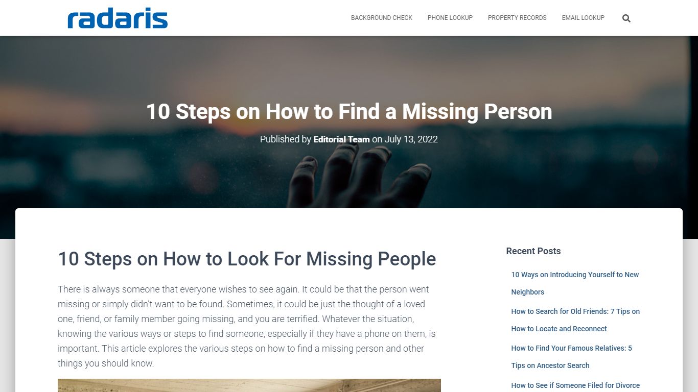 10 Steps on How to Find a Missing Person | Radaris